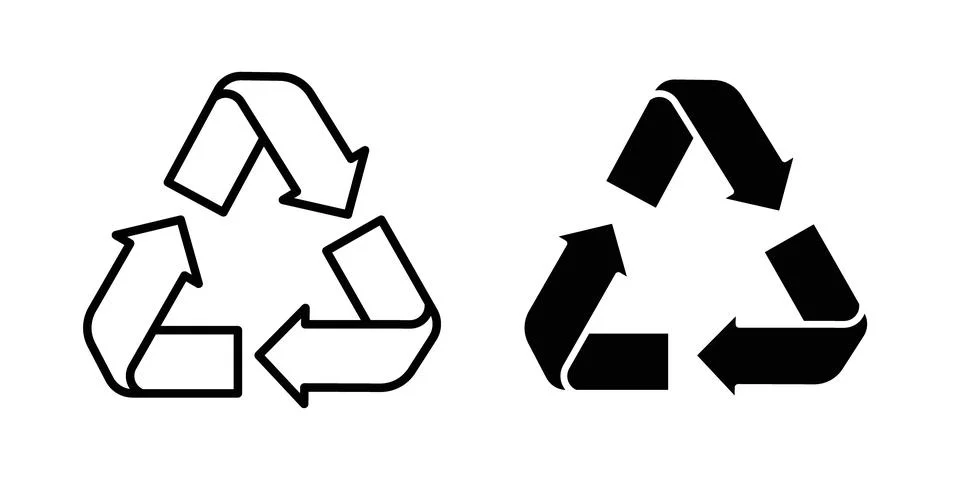 Recycle icon thin line and clipart style vector set Stock Illustration