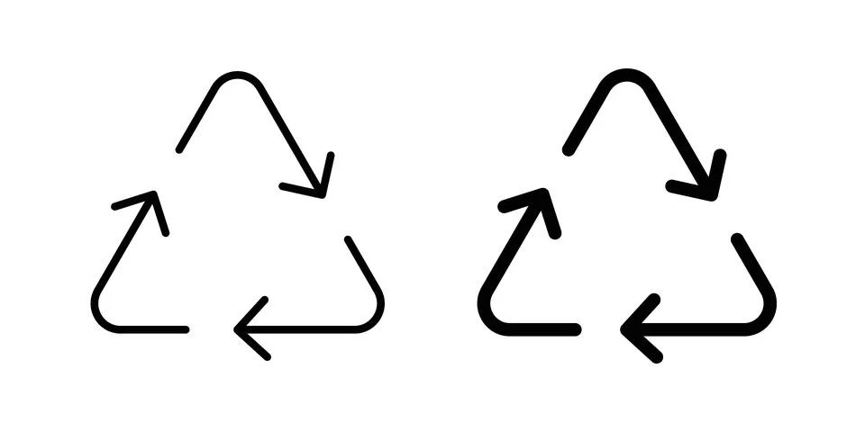 Recycle icon vector concepts, line and silhouette style Stock Illustration