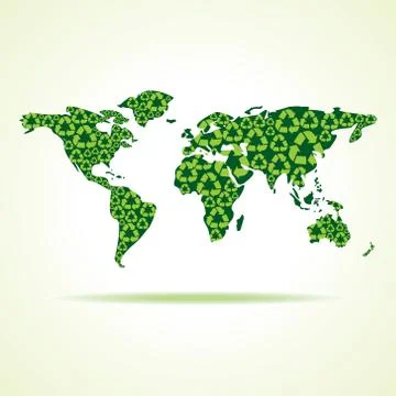 Recycle icons make world map stock vector Stock Illustration