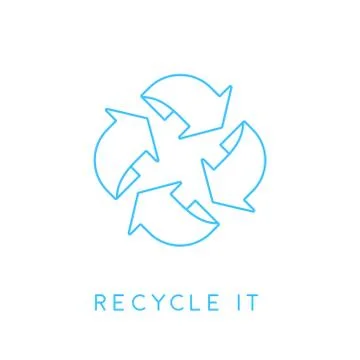 Recycle it - abstract blue linear recycling icon Stock Illustration