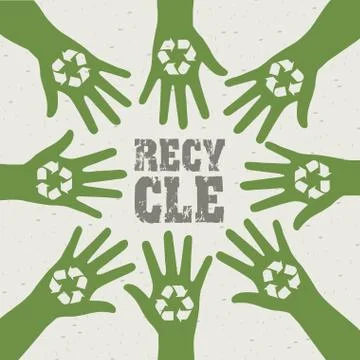 Recycle label over pattern background vector illustration 스톡 일러스트