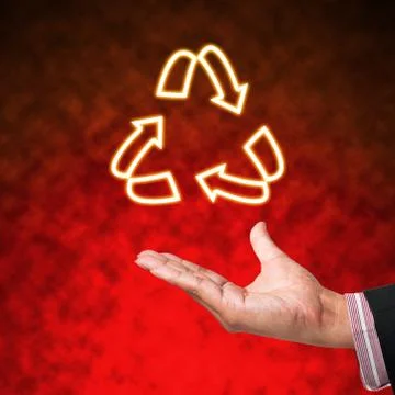 Recycle of light with hand on abstract background Stock Illustration
