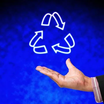 Recycle of light with hand on abstract background Stock Illustration
