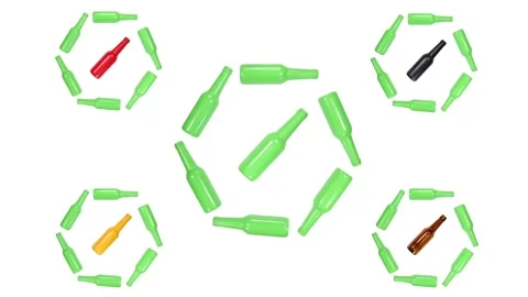 Recycle Logo Design - Circling Five Green Bottles Circles Stop Motion Animation Stock Footage 159825442