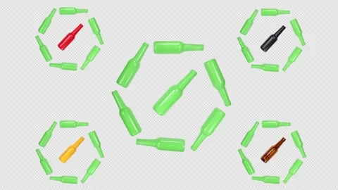 Recycle Logo Design - Circling Five Green Bottles Circles Stop Motion Animation Video stock 159827741