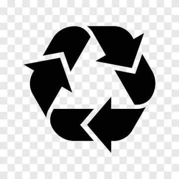 Recycle logo icon. Vector recycled black sign isolated on transparent backgro Stock-Illustration