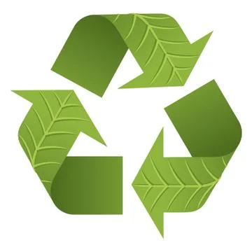 Recycle Logo with realistic vector leaf texture Stock Illustration