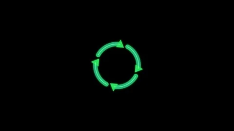 Recycle Logo Rotating. Green glowing recycle symbol icon on black background Stock Footage 341840910