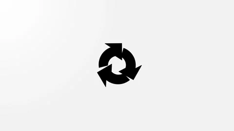Recycle Logo Rotating. Rotating Black Recycling Symbol on Plain White Background Stock Footage 341840537