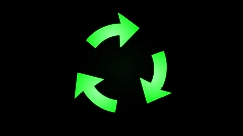 Recycle Logo Rotating. Rotating glowing green recycling symbol on black Stock Footage 341840940