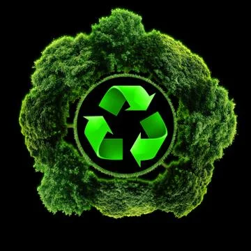Recycle logo with tree and earth. Eco globe with recycle signs. Stock Illustration
