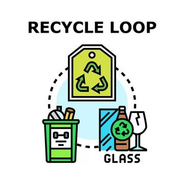 Recycle loop managing glass waste environmental responsibility Ilustração Stock