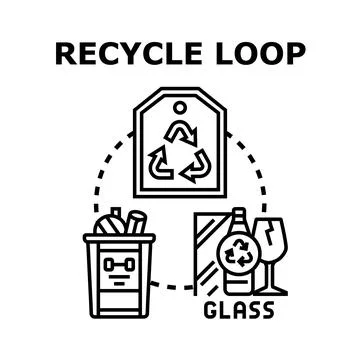 Recycle loop managing glass waste environmental responsibility 스톡 일러스트