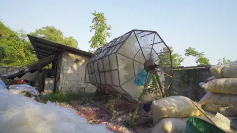 Recycle machine with stack of different types of large garbage dump, plastic  動画素材 168277312