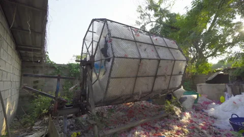 Recycle machine with stack of different types of large garbage dump, plastic  Video stock 168278233