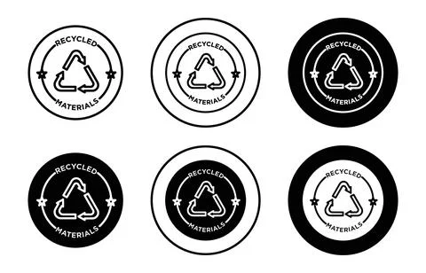 Recycle materials simple icon collection set on white background color Stock Illustration
