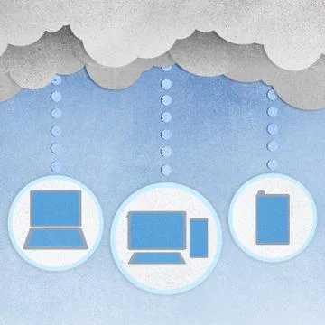 Recycle paper, cloud computing concept. Illustrazione stock
