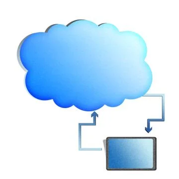 Recycle paper cloud computing concept,tablet synchronize with cloud イラスト素材