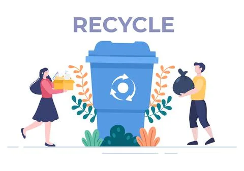 Recycle Process with Trash Organic, Paper or Plastic to Protect the Ecology E イラスト素材