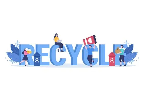 Recycle Process with Trash Organic, Paper or Plastic to Protect the Ecology E イラスト素材