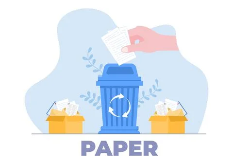 Recycle Process with Trash Paper to Protect the Ecology Environment Suitable  Illustrazione stock