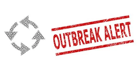 Recycle Recursion Composition of Recycle Items and Scratched Outbreak Alert Stock Illustration