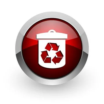 Recycle red circle web glossy icon. 库存插图