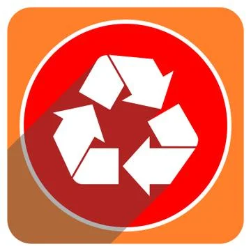 Recycle red flat icon isolated. Stock Illustration