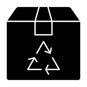 Recycle sign on a box solid icon. Eco package vector illustration isolated on 스톡 일러스트