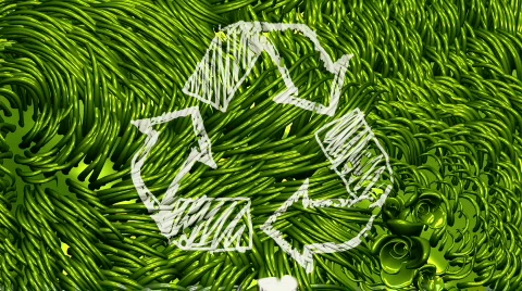 Recycle Sign Scribbling on Green Environment HD Stock Footage 825852