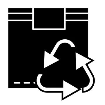 Recycle symbol on box solid icon. Cardboard with recycling sign vector イラスト素材