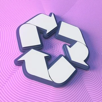 Recycle symbol, button with shadow. Colorful sign. 3d rendering Stock Illustration