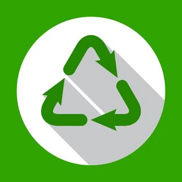 Recycle symbol. Flat icon with long shadow Stock Illustration
