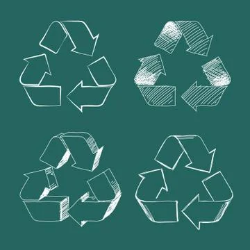 Recycle Symbol Hand Drawing Vector Stock Illustration