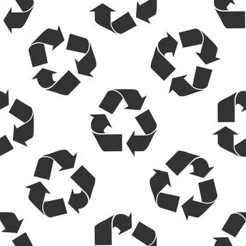 Recycle symbol icon seamless pattern on white background. Vector Illustration Stock Illustration