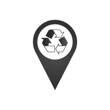 Recycle symbol inside map pin. Location pointer Conceptual icon. Stock Vector Stock Illustration