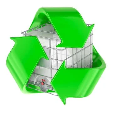 Recycle symbol with intermediate bulk. 3D rendering Stock Illustration