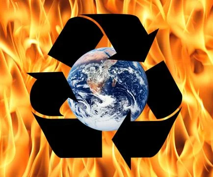 Recycle symbol made from fire Stock Illustration