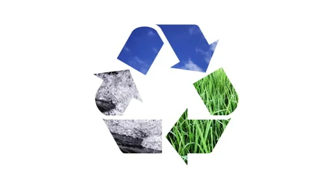 Recycle Symbol Mask on Nature Elements Background Stock Footage 155774443