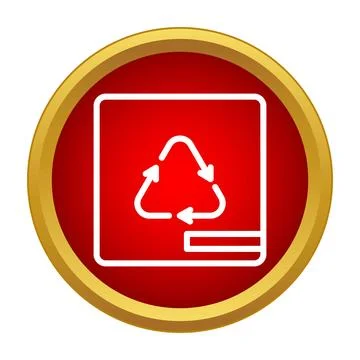 Recycle symbol on red button sign graphic Stock Illustration