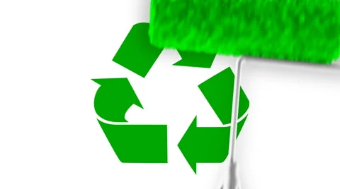 Recycle Symbol - Roller Painting (Loop with Matte) Video stock 1017151