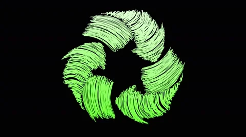 Recycle symbol scribbling green rotation loop Stock Footage 64044307