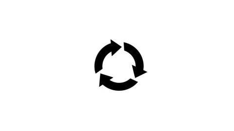 Recycle symbol, three circle arrows icon, white isolated on white background, Stock Footage 306557860