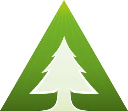 Recycle symbol. A tree inside a green triangle. Stock Illustration