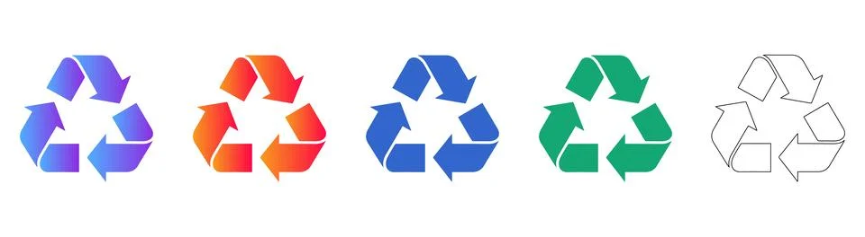 Recycle Symbol Variations in Gradient and Outline Illustration Illustration