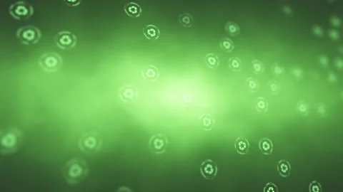 Recycle symbols loop motion on dark green background Stock Footage 344791130