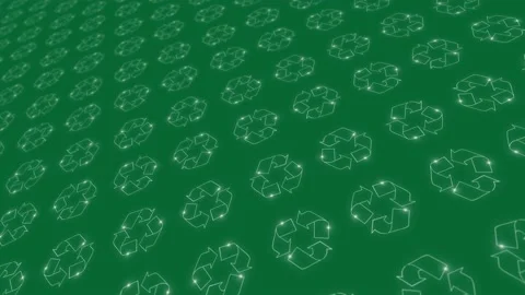 Recycle symbols motion on green background Vídeo Stock 231720164