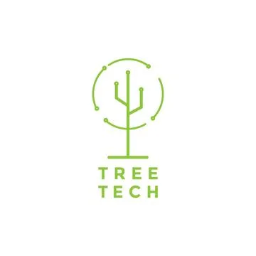 Recycle tree tech line logo design vector graphic symbol icon sign illustra.. Illustrazione stock