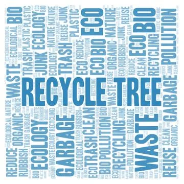 Recycle Tree word cloud. Stock Illustration