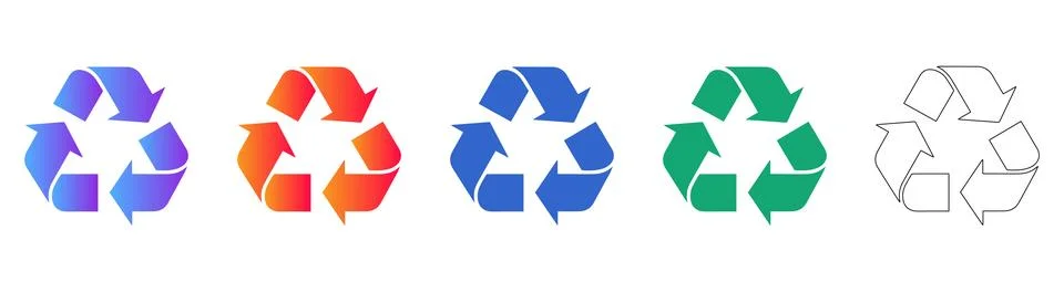 Recycle Triangle Loop Icons Set Stock Illustration